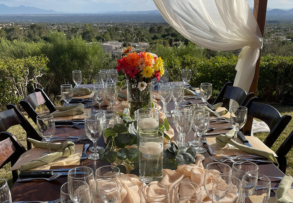 table setup outdoors for event