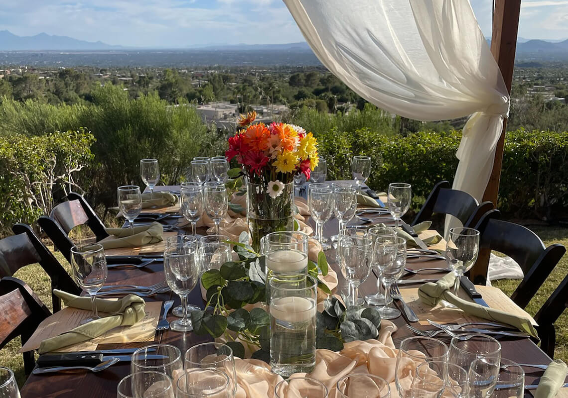 outdoor dinner with a view